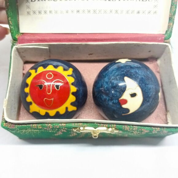 Vintage Chinese Boading Stress Balls With Box-Celestial Moon Stars-Relaxation - Picture 2 of 7